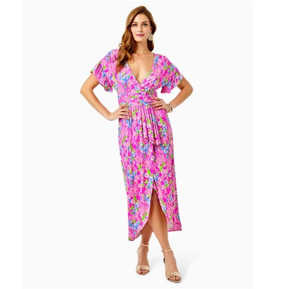 Lilly Pulitzer Anchorage Midi Dress Amethyst Moms The Word Floral Large
